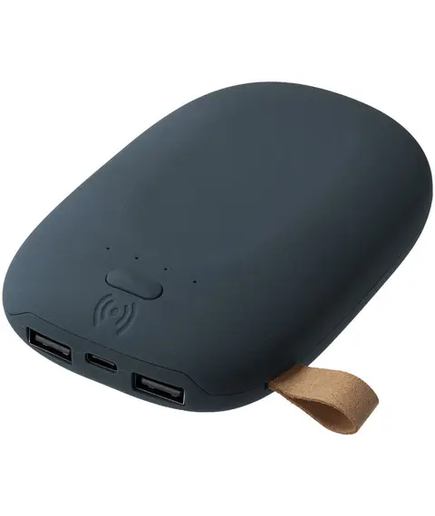 Аккумулятор с беспроводной зарядкой Pebble Wireless 9000 мАч, серо-синий