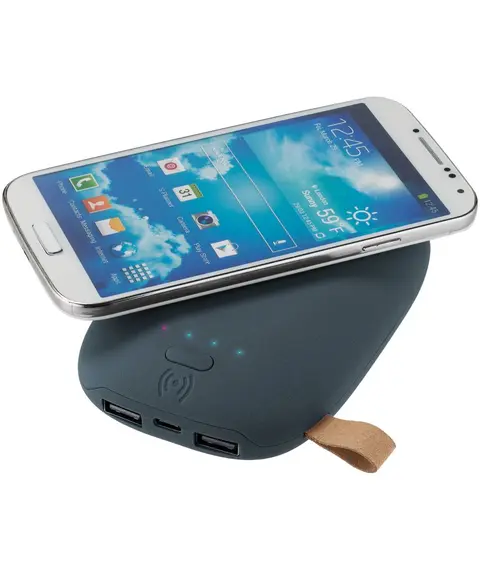 Аккумулятор с беспроводной зарядкой Pebble Wireless 9000 мАч, серо-синий, изображение 5